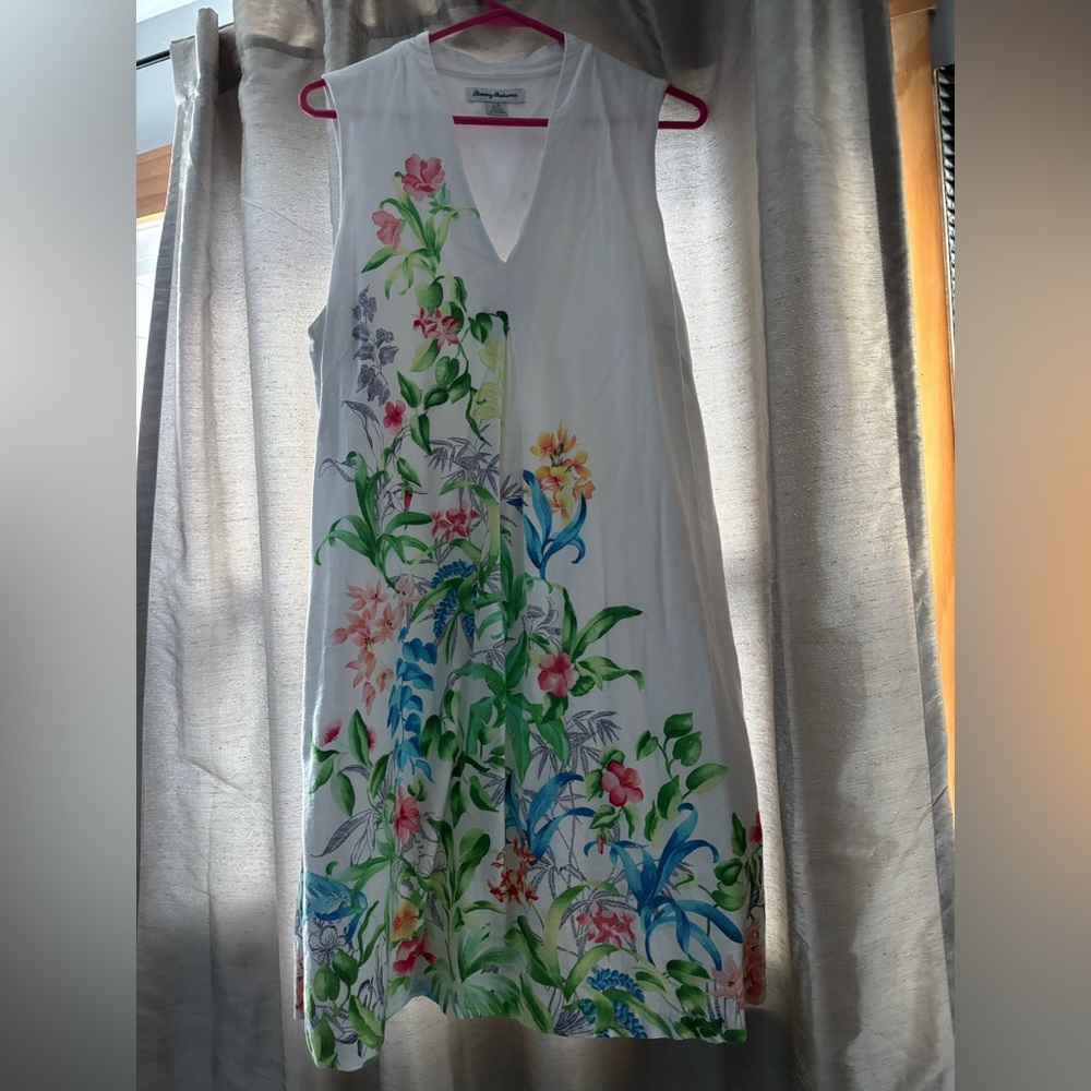 Tommy Bahama White Midi Dress with Multicolor Floral Print